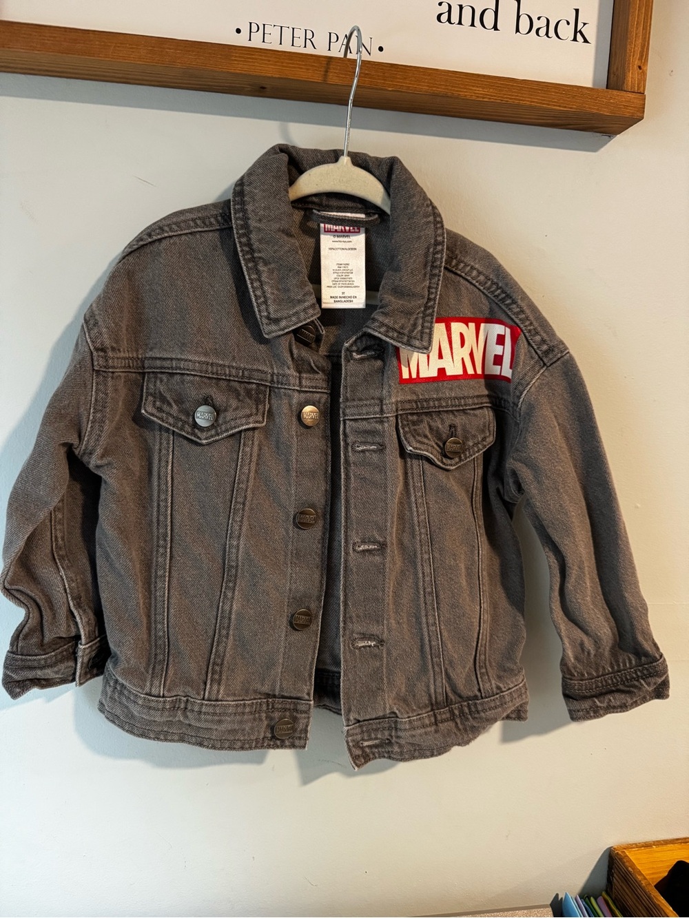 Marvel Kids Charcoal Denim Jacket with Red Logo